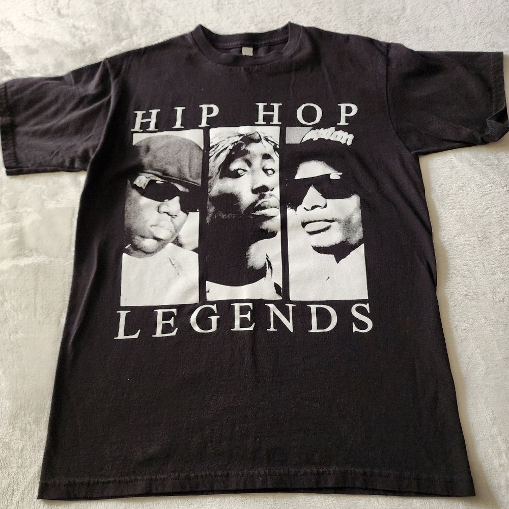 American Apparel Hip Hop Legends Black With White Haddock Tshirt Size Medium